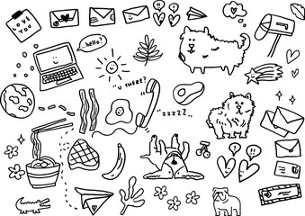 hand drawn dogs doodle icons set