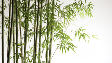 green bamboos on white background