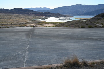 Drought conditions at Callville Bay at Lake Mead in Nevada.	