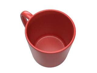 Isolated Top View of Tea or Coffee Mug in Red Color.