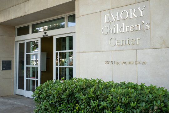 Atlanta, GA, USA - June 15, 2022: The entrance to the Emory Children's Center Building, part of the Children's Egleston Hospital campus in Atlanta, Georgia.