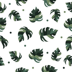 Seamless pattern monstera leaf background vector illustration