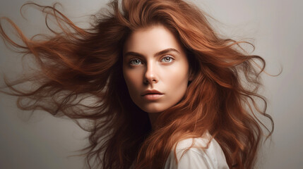 Naklejka premium Studio shot of a super attractive young woman posing against a studio background. Generative AI