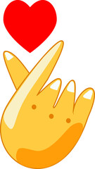 Korean finger heart I love you hangul logo vector illustration. Korean symbol hand heart, a message of love hand gesture.