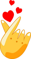 Korean finger heart I love you hangul logo vector illustration. Korean symbol hand heart, a message of love hand gesture.