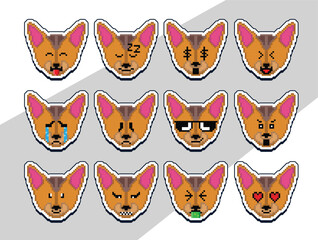 Fototapeta premium pixel art cat face emoji sticker. pixel sticker design