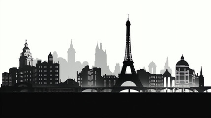 Naklejka premium silhouette of Paris isolated vector illustration on white background for logo, graphic design, advertising, and marketing. generative ai
