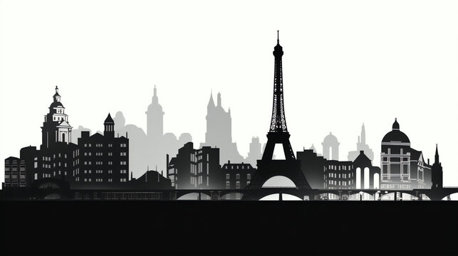 silhouette of Paris isolated vector illustration on white background for logo, graphic design, advertising, and marketing. generative ai