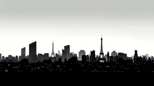 silhouette of Paris isolated vector illustration on white background for logo, graphic design, advertising, and marketing. generative ai