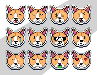 Obraz na płótnie Canvas pixel art cat face emoji sticker. pixel sticker design