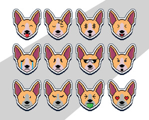 pixel art cat face emoji sticker. pixel sticker design