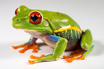 Fototapeta premium image of green tree frog. Amphibian. Illustration. Generative AI.