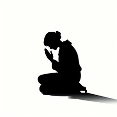 silhouette of praying girl isolated vector illustration on white background for logo, graphic design, advertising, and marketing. generative ai