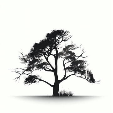 silhouette of tree isolated vector illustration on white background for logo, graphic design, advertising, and marketing. generative ai