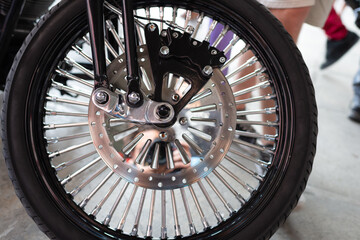 Naklejka premium detailed wheel with rubber tyre motorcycle part