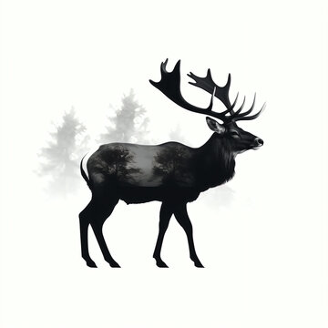silhouette of reindeer isolated vector illustration on white background for animal logo, graphic icon, and modern home décor. perfect for wildlife and safari-themed designs. generative ai