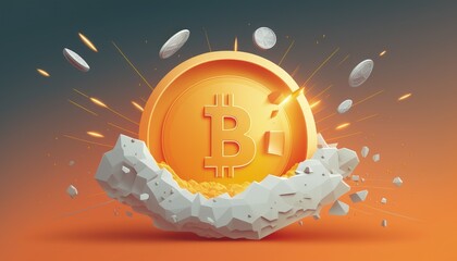 Commercial illustration of the cryptocurrency, Bitcoin. Fantasy concept , Illustration painting. Generative AI