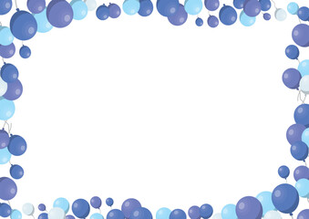 青色の風船のデザインフレーム　背景素材