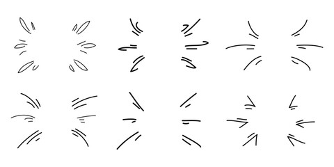 Vector hand drawn collection of design elements for emphasis text in comic style