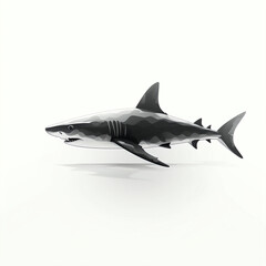 Fototapeta premium silhouette of shark isolated vector illustration on white background for animal logo, graphic icon, and modern home décor. perfect for wildlife and safari-themed designs. generative ai