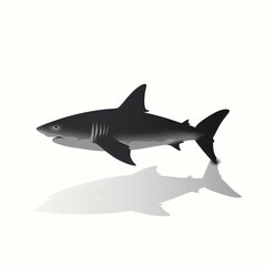 Obraz premium silhouette of shark isolated vector illustration on white background for animal logo, graphic icon, and modern home décor. perfect for wildlife and safari-themed designs. generative ai