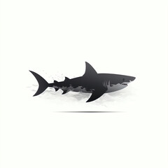 silhouette of shark isolated vector illustration on white background for animal logo, graphic icon, and modern home d&eacute;cor. perfect for wildlife and safari-themed designs. generative ai