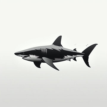 silhouette of shark isolated vector illustration on white background for animal logo, graphic icon, and modern home décor. perfect for wildlife and safari-themed designs. generative ai