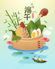 Fototapeta premium Festive Dragon Boat Festival poster