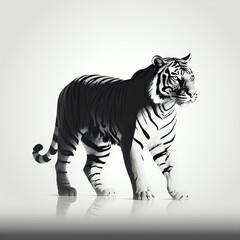Fototapeta premium silhouette of tiger isolated vector illustration on white background for animal logo, graphic icon, and modern home décor. perfect for wildlife and safari-themed designs. generative ai