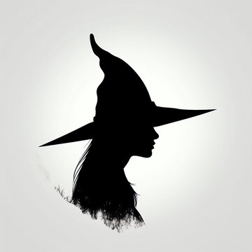 witch silhouette - isolated vector illustration on white background for horror-themed logo, graphic icon - perfect for creepy-crawly themes and Halloween-inspired designs. generative ai
