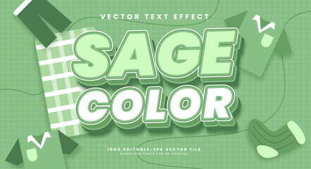 Sage color editable text style effect. Vector text effect.