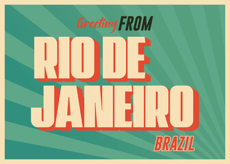 Touristic Greeting Card Rio De Janeiro, Brazil vector template