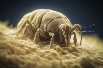 Microscopic photo house bed dust mite, generative AI - obrazy, fototapety, plakaty