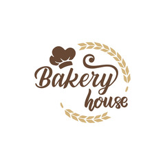 Vintage retro bakery pastry house logo design badge