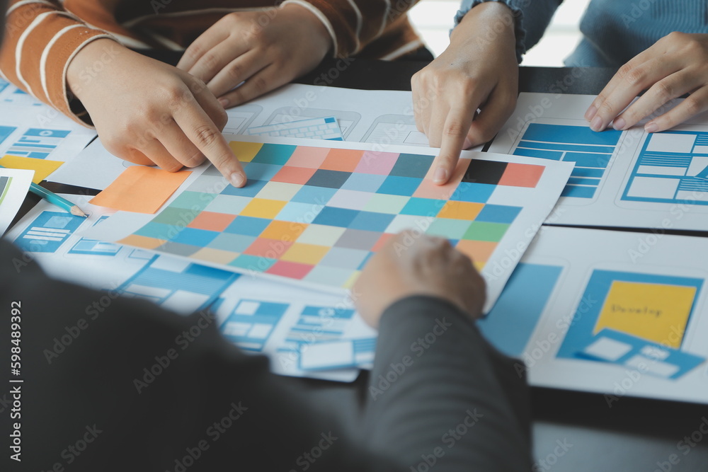 Wall mural ux graphic designer creative sketch planning application process development prototype wireframe for