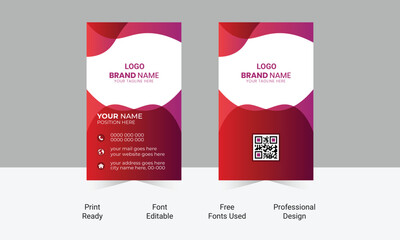 Modern business card template red black colors. Flat design vector abstract creative - Vector