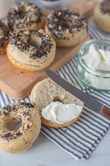 Fresh baked sourdough New York style bagels 