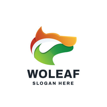 Wolf Leaves Logo Vector Icon Illustration