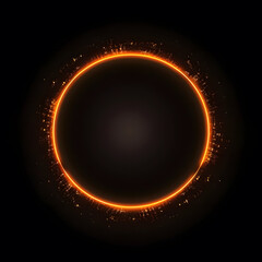 neon orange circle light frame. AI