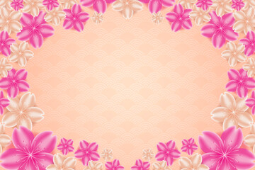 Background with pink and orange flower frame