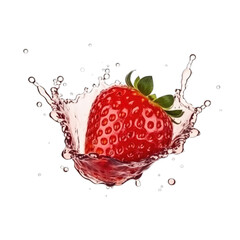 Strawberry Splash Isolated Generative AI