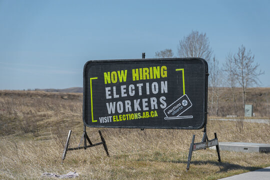 April 30 2023 - Calgary Alberta Canada - Elections Alberta Sign for 2023 Alberta Elections