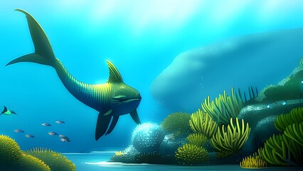 scene with shark,AI-generated image