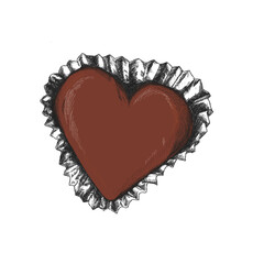 Heart shaped chocolate in wrapper