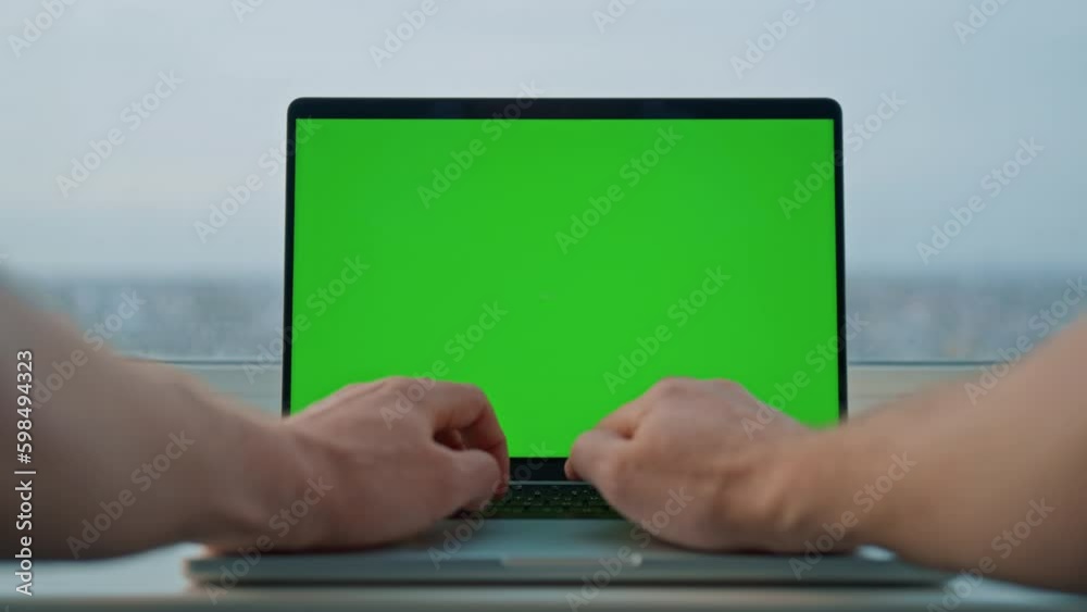 Aufkleber man working using laptop writes notes or cross tasks off to-do list workplace with big window Generative AI