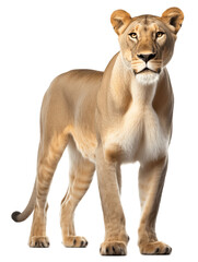 Obraz na płótnie Canvas African Lioness Full Body Frontal View Transparent Background