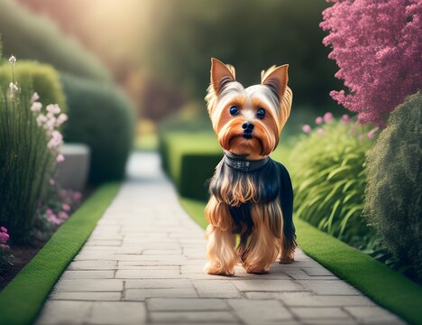 Yorkshire Terrier Dog, Generative AI Illustration