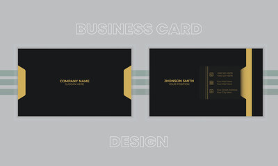 Luxury and elegant dark black with pattern business card design with gold style minimalist print template .simple business card design.