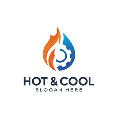 Modern logo combination of water drop, fire and gear. It is suitable for plumbing repair service companies.