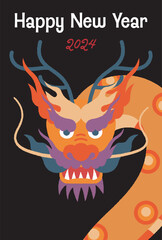 2024年　辰年年賀状イラスト